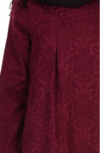 Claret Red Hijab Dress 7256-10