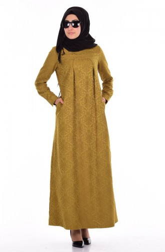 Oil Green Hijab Dress 7256-11