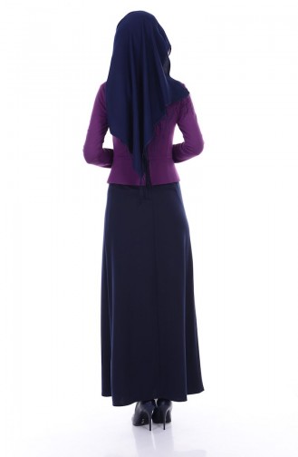 Navy Blue Hijab Dress 2365-08
