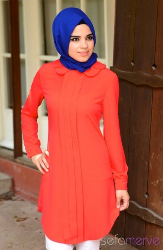 Tesettür Tunik Zernişan 4144-10 Nar Çiçeği