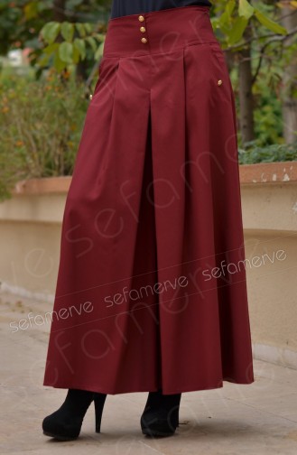 Pileli Pantolon Etek 3333-04 Bordo