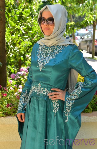 Habillé Hijab Vert emeraude 3340-03