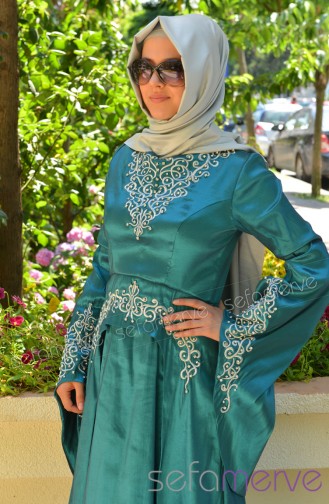 Sefamerve Hürrem Abiye Elbiseler PDY 3340-03 Zümrüt Yeşil 3340-03