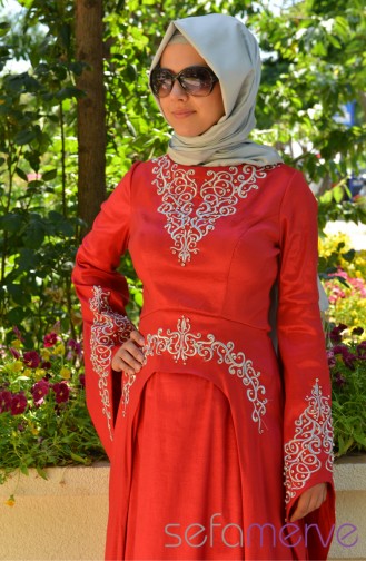 Habillé Hijab Rouge 3340-04