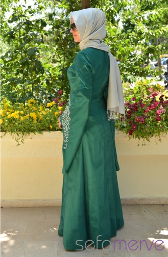 Sefamerve Hürrem Shiny stones Evening Dress PDY 3340-07 Green 3340-07