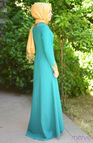 Petroleum Hijab-Abendkleider 4721-05