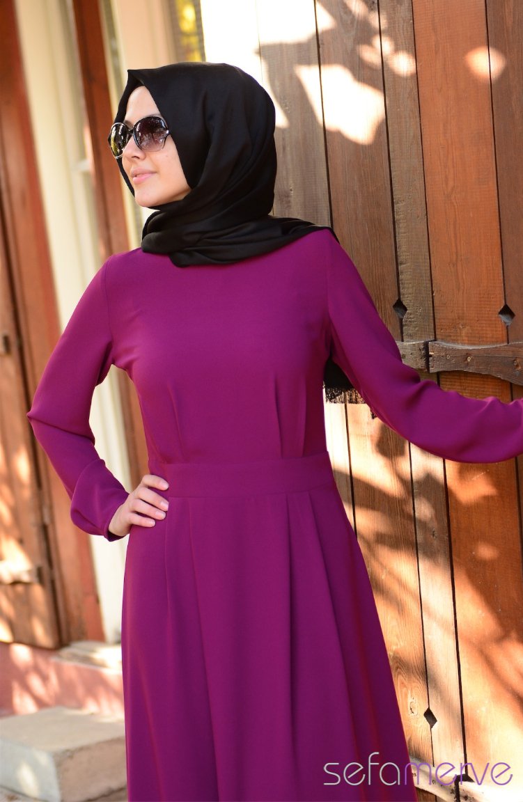Flieder Hijab Kleider 2251-01