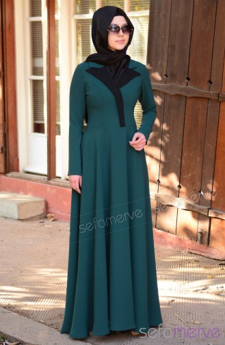 Pınar Akşam Elbise 2221-01 Yeşil