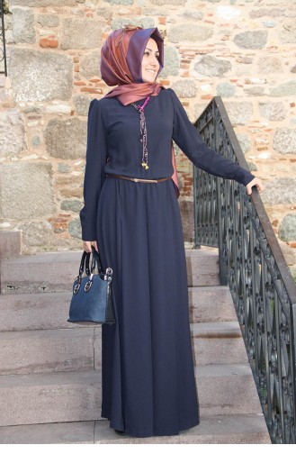 Pınar Şems Tulum Elbise 5000-02 Lacivert