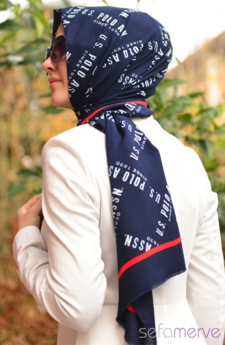 U.S. POLO ASSN. S1 Şal 04 Lacivert-Kırmızı