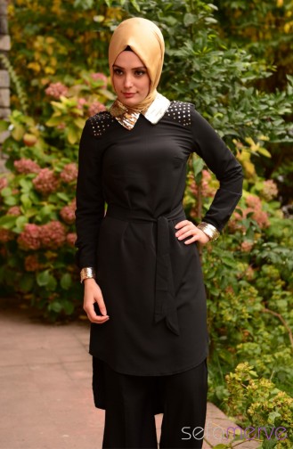 Pullu Tunik 77037-05 Siyah