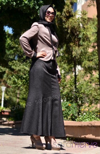 Rabina Etek Ceket Bluz Takım 1121098-02 Vizon