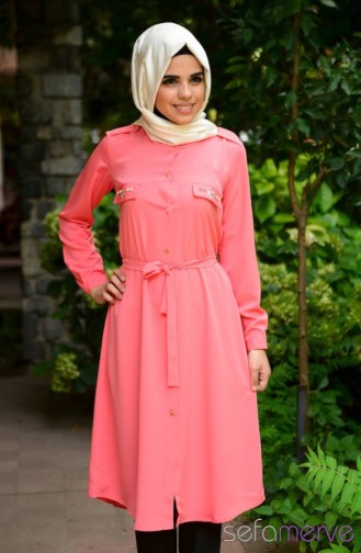 Safiye Ekiz Tesettür Tunik 77058-01 Mercan