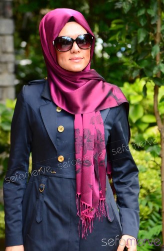 Sunway Emine Şal 03 Fuşya Lacivert