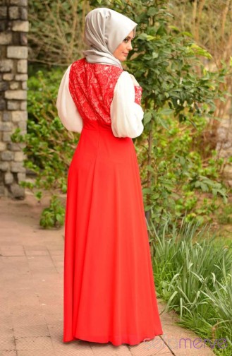 Rot Hijab-Abendkleider 3243Y-07