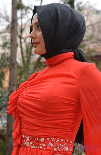 Sefamerve Abiye Elbiseler PDY 2519-05 Mercan