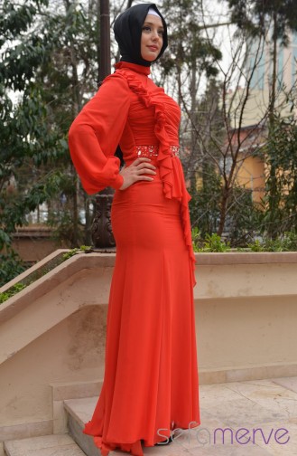 Sefamerve Abiye Elbiseler PDY 2519-05 Mercan