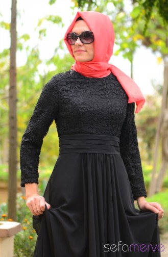 Sefamerve Abiye Elbiseler PDY 3264-02 Siyah