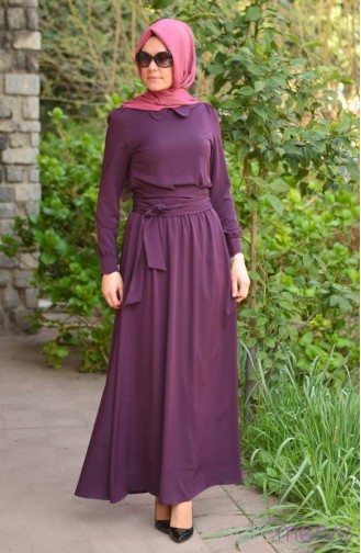 Minel Aşk Hijab Dress 2800-01 Purple 2800-01