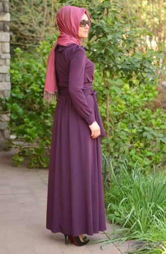 Minel Aşk Hijab Dress 2800-01 Purple 2800-01