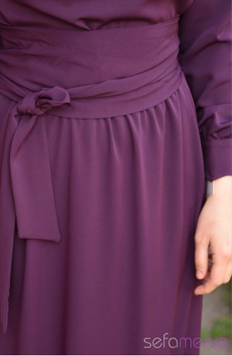 Minel Aşk Hijab Dress 2800-01 Purple 2800-01