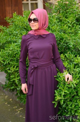 Minel Aşk Hijab Dress 2800-01 Purple 2800-01