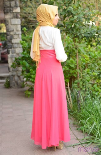 Yazlık ZRF Tesettür Elbise 9048Ü-02 Pembe
