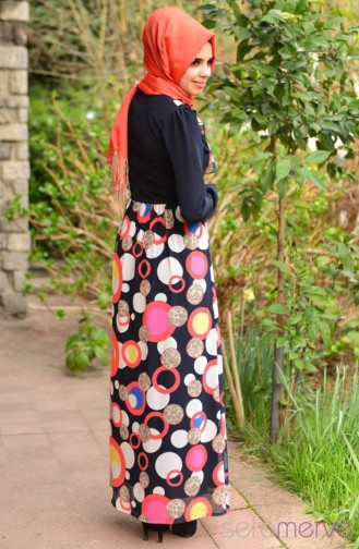 Dunkelblau Hijab Kleider 5268-03