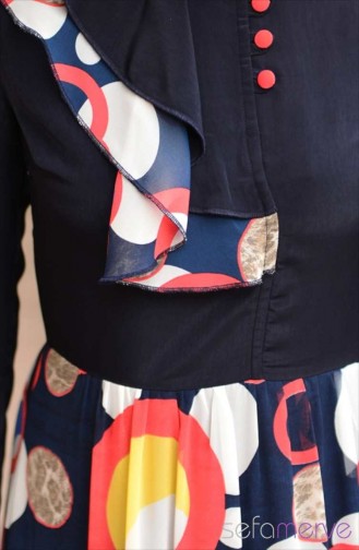 Dunkelblau Hijab Kleider 5268-03