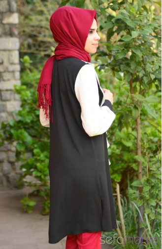Minel Aşk Tunik 7001-01 Siyah Beyaz
