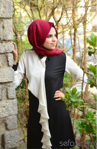 Minel Aşk Tunik 7001-01 Siyah Beyaz
