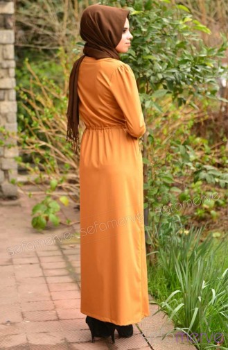 Perçem Hijab Dress 3062-03 Mustard 3062-03