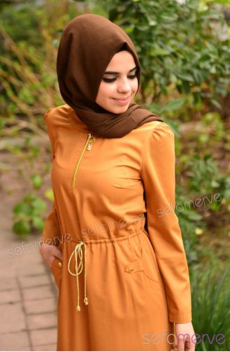 Perçem Hijab Dress 3062-03 Mustard 3062-03