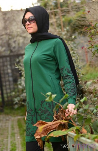Minahill Tesettür Eşofman Takımı 4160-04 Yeşil Siyah