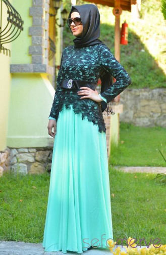 Black Hijab Evening Dress 3260-05