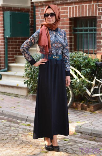 Grün Hijab Kleider 2103-04