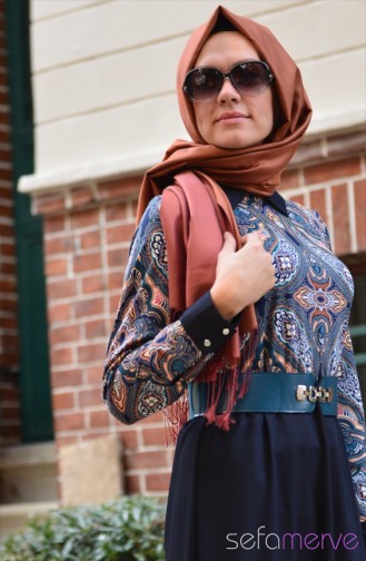 Grün Hijab Kleider 2103-04