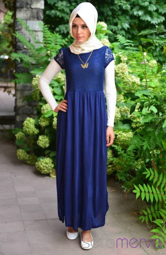Yazlık Elbiseler 213330-02 Lacivert