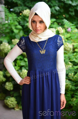 Yazlık Elbiseler 213330-02 Lacivert