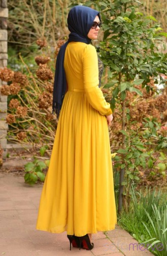 Saffron Colored Hijab Dress 9002-05