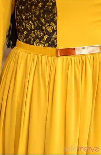 Saffron Colored Hijab Dress 9002-05