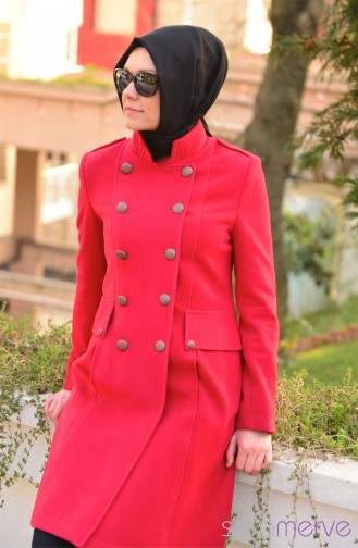 معطف طويل أحمر 0554-03
