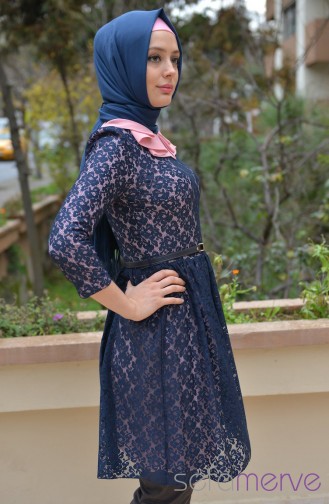 Sefamerve Kombin Tunik GLY 0325-04 Pembe-Lacivert