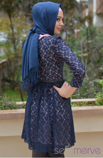Sefamerve Kombin Tunik GLY 0325-04 Pembe-Lacivert