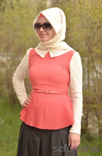 Sefamerve Kombin Bluz GLY 1009-02 Mercan