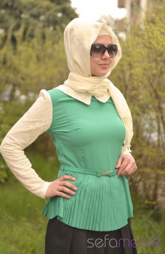 Sefamerve Kombin Bluz GLY 1009-03 Mint Yeşil