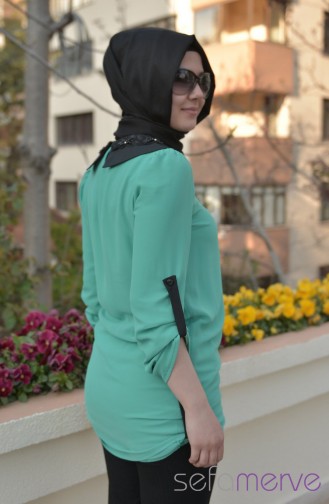 Sefamerve Kombin Tunik GLY 2009-09 Mint Yeşil-Siyah