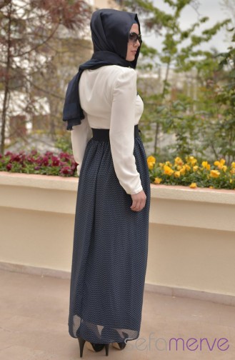 Navy Blue Hijab Dress 3042-03