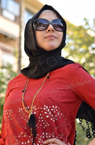 Sefamerve Kombin Bluz GLY 0304-08 Bordo-Beyaz