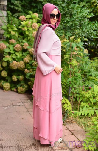 SM Özel Tasarım Kombinler Bolero Elbise Takım 8220-03 Pembe
